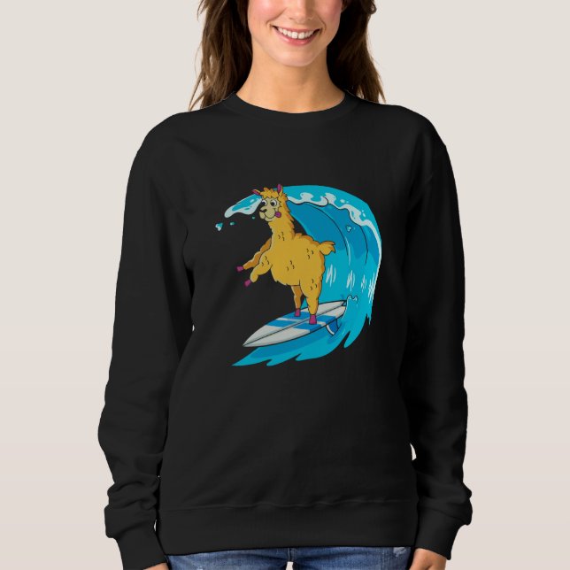Camiseta Surfer Surfboard Waves  Surfrider Surfing Llama (Frente)