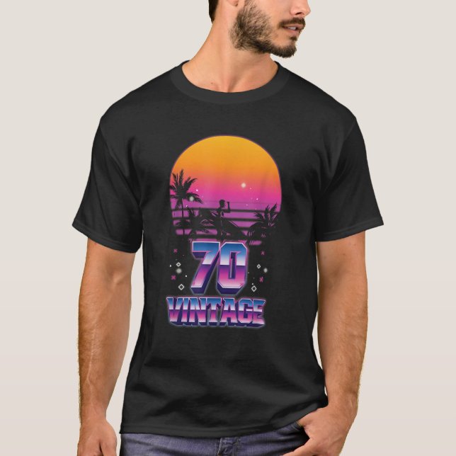 Camiseta Surfing 1970 Pacific Ocean Sunset 70th Birthday 70 (Frente)