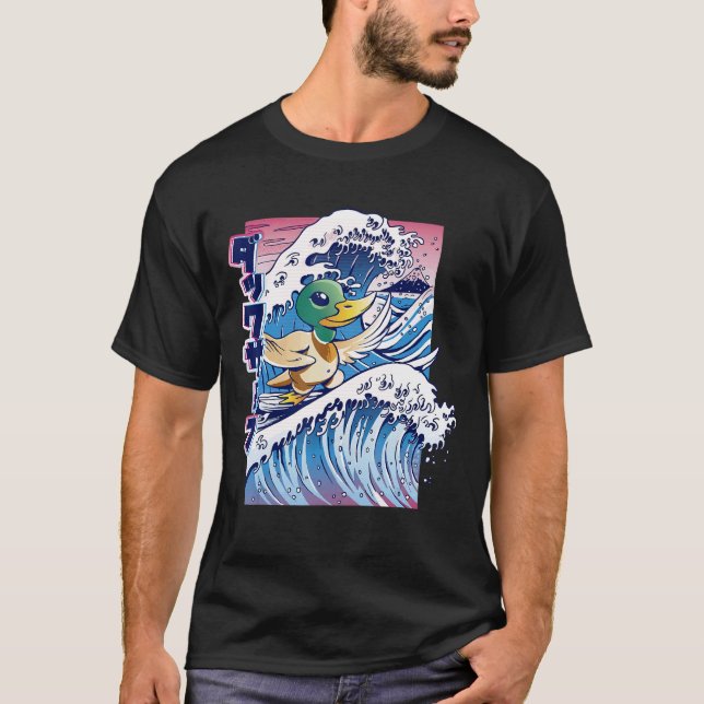 Camiseta Surfing Duck Vaporwave Legal Retro Divertido Estra (Frente)