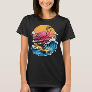 Camiseta Surfing Flamingo Shirt Summer Surfer Hawaiai Pink
