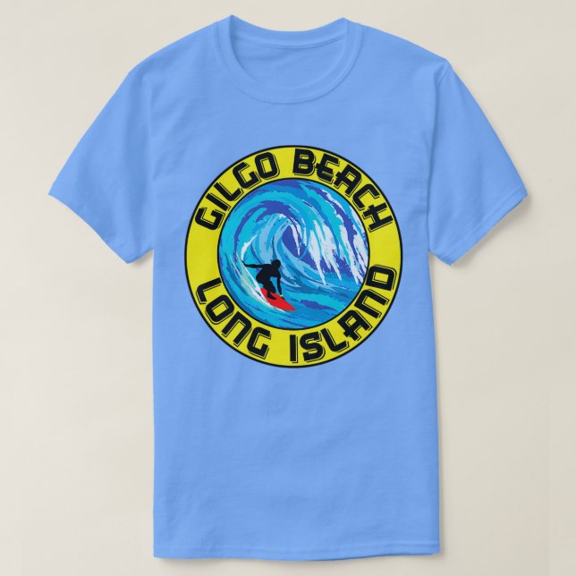 Camiseta Surfing GILGO BEACH LONG ISLAND NEW YORK Surf Surf (Frente do Design)