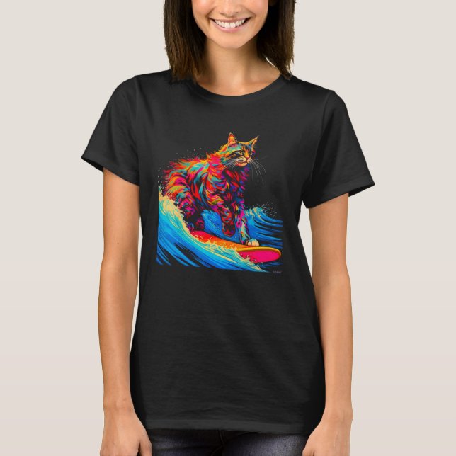 Camiseta Surfing Maine Coon Cat Surf (Frente)