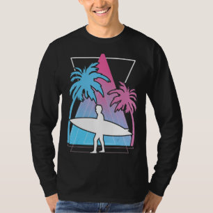 Camiseta Surfing Palm Tres Surfboard Synthwave Watersport