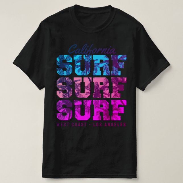 Camiseta Surfing Paradise West Coast California Los Angeles (Frente do Design)