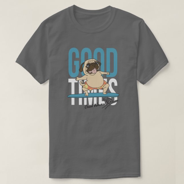 Camiseta Surfing Pug (Frente do Design)