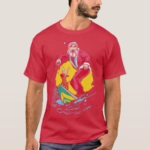 Camiseta Surfing Santa Claus Reindeer de Natal Holi de inve