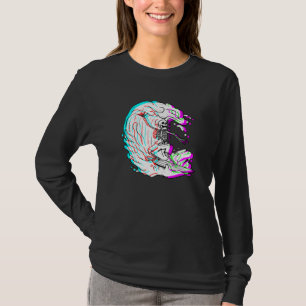 Camiseta Surfing Skeleton Funny Beach Surfer Surf Vaporwave