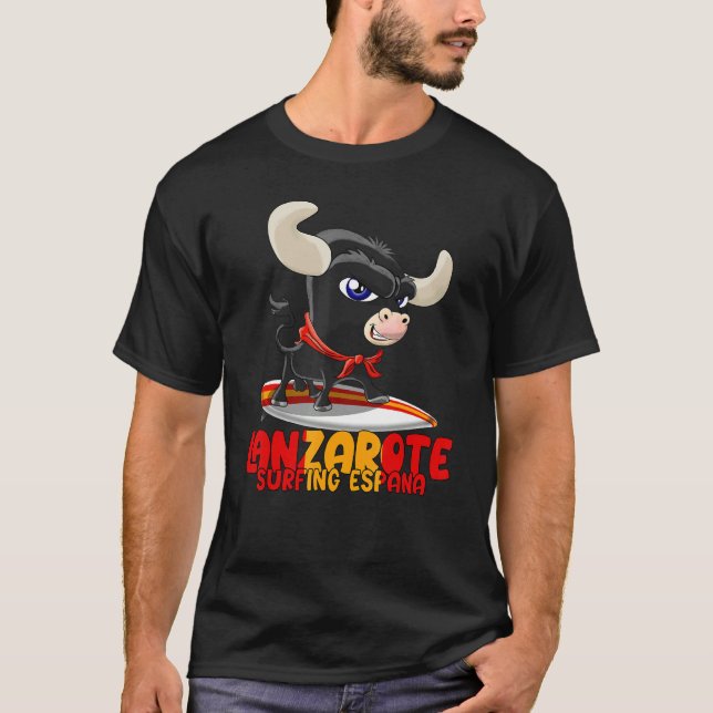 Camiseta Surfing Spot Spain Lanzarote with Cute Taurus (Frente)