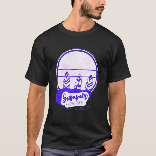 Camiseta Surfing Summer Adventure Surfboards Bi Color (Frente)