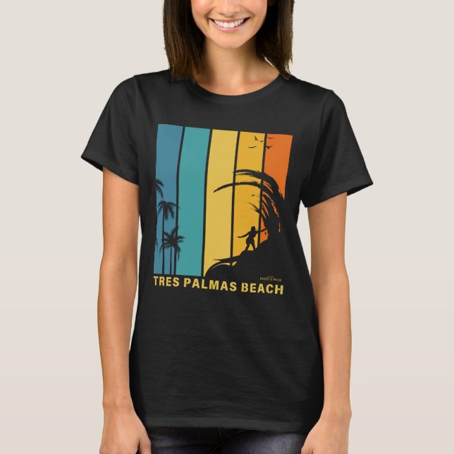 Camiseta Surfing Tres Palmas Beach Rincon Porto Rico (Frente)