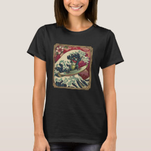 Camiseta Surfista Anfíbio Flor Ondas Japonês Surfing Surfin