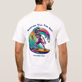 Camiseta Surfista De Esqueleto Andando Uma Onda