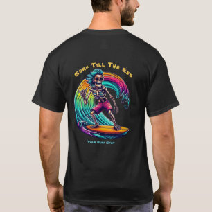 Camiseta Surfista De Esqueleto Andando Uma Onda