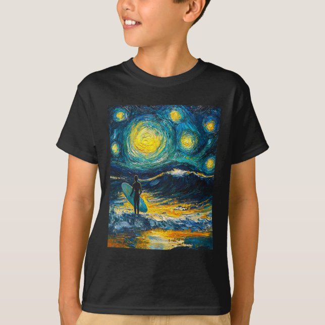 Camiseta Surfista de Surf Prancha de Surfe - Estilo Van Gog (Frente)