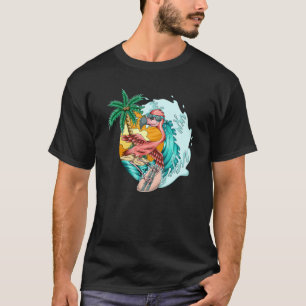 Camiseta Surfista De Surfe Flamingo No Surfamento Das Ondas