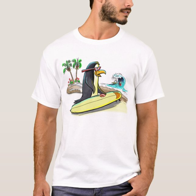Camiseta surfista do pinguim (Frente)