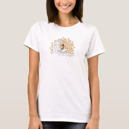 Camiseta Surfista em uma onda com um sol ao fundo