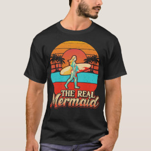 Camiseta Surfista Engraçada Sereia Real Dona de Surfe Mulhe