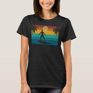 Camiseta Surfista Engraçado Surfing Tropical Retro Sunset V