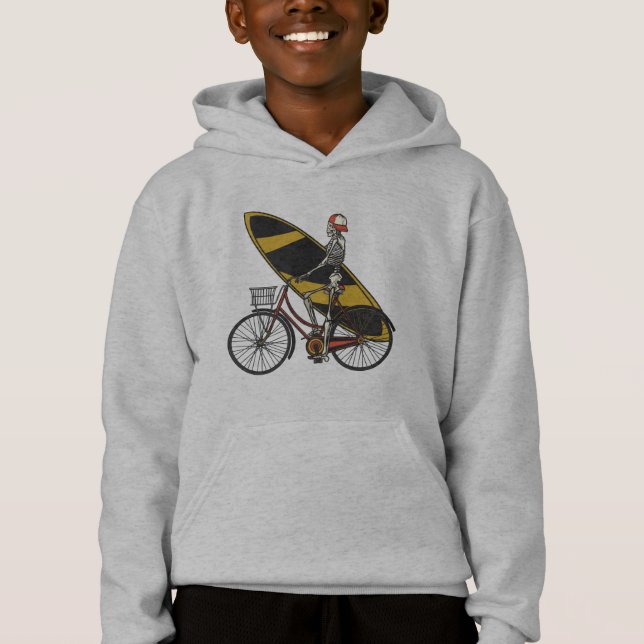 Camiseta Surfista Esqueleto com Prancha de Surfe (Frente)