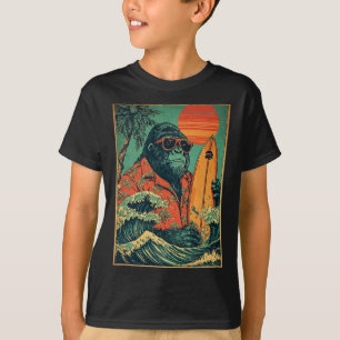 Camiseta Surfista Gorila Retro Havaiano Animal Surfando Pra