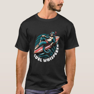 Camiseta Surfista Montando Ondas Ondulação do Oceano Gato S