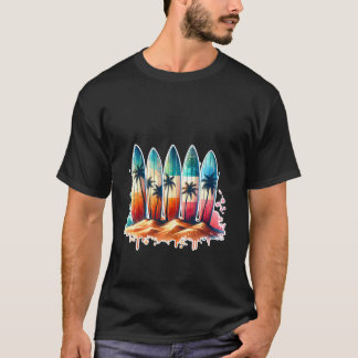 Camiseta Surfista Prancha de Surf Praia Verão Retro Havaian
