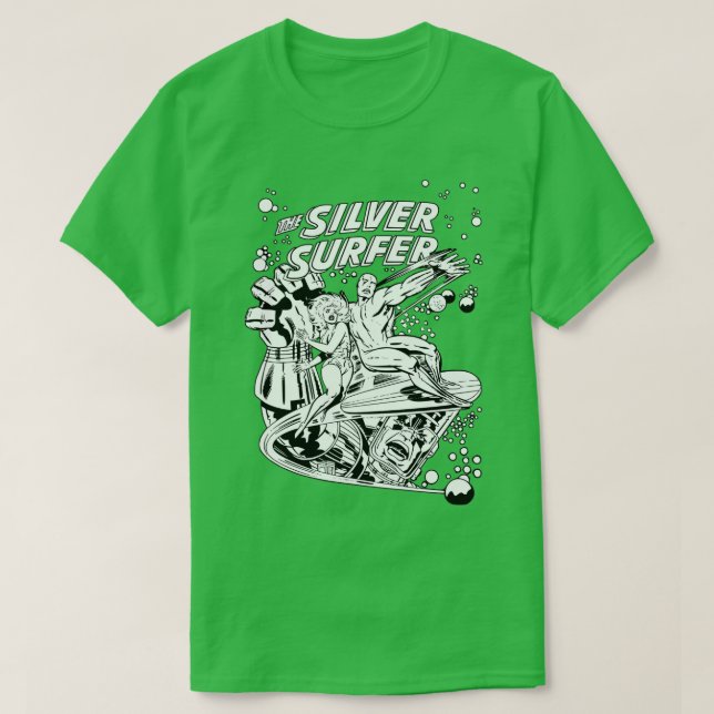 Camiseta Surfista prateada (Frente do Design)