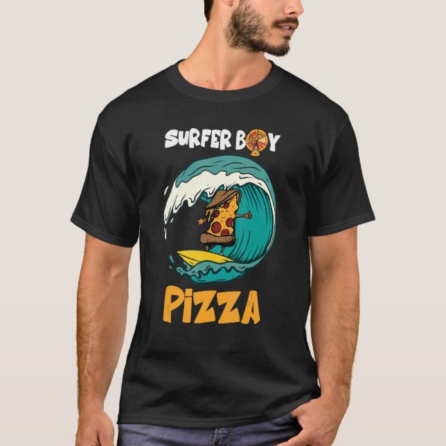Camiseta Surfista Que Adora Surfar E Comer Pizzas Soma (Frente)