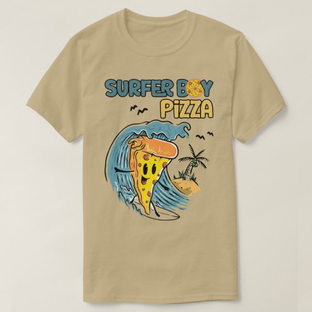 Camiseta surfista retro pizza boy (Frente do Design)