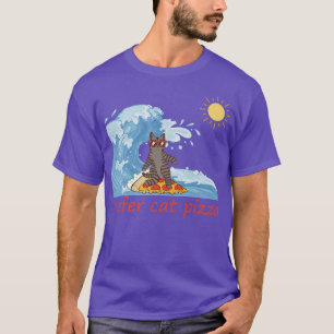 Camiseta surfista retro pizza surfista pizza gato queijo Su