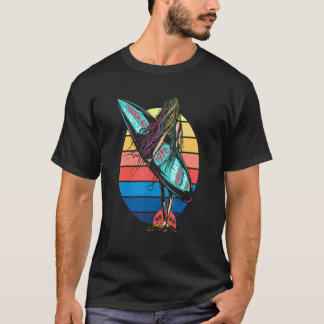 Camiseta Surfista Retro Pôr do Sol Prancha de Surf Surfando