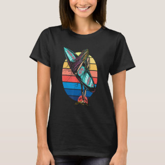 Camiseta Surfista Retro Pôr do Sol Prancha de Surf Surfando