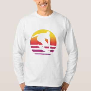 Camiseta Surfista Retro Surfando ao Pôr do Sol
