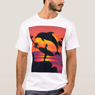 Camiseta Surfista solar e Silhueta de golfinho - Beac tropi