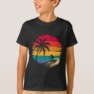Camiseta Surfista Surfando Com Palmeiras Férias Tropicais 