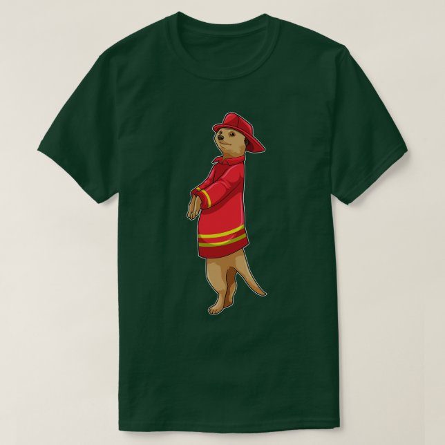 Camiseta Suricata como Bombeiro com Capacete (Frente do Design)