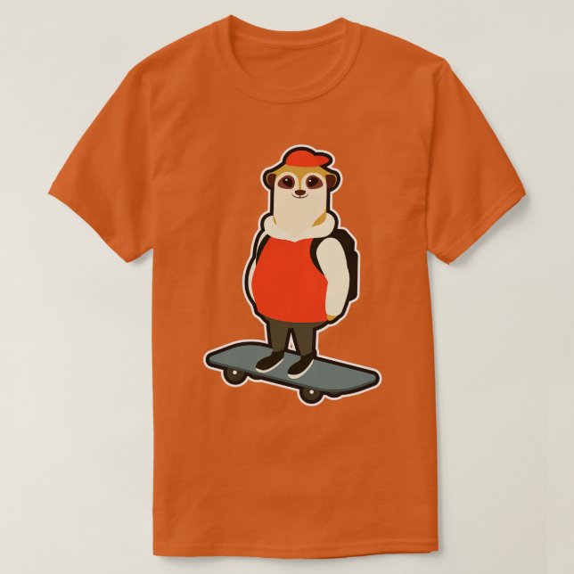 Camiseta Suricata como Skater com Skate 2 (Frente do Design)