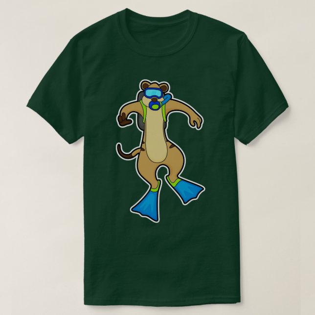 Camiseta Suricata em mergulho com óculos de natação (Frente do Design)
