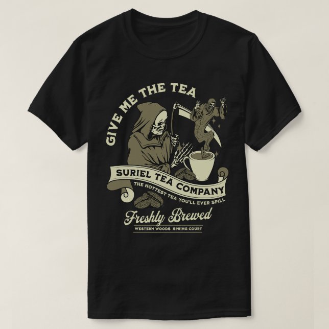 Camiseta Suriel Tea Company Acotar Sarah J Maas (Frente do Design)