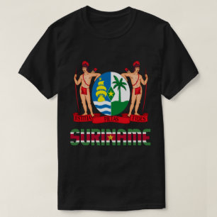 Camiseta Suriname Flag e Casaco de Armas Patriótica