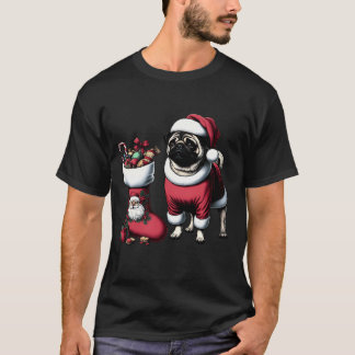 Camiseta Surpresa Nevada do Pug do Papai Noel