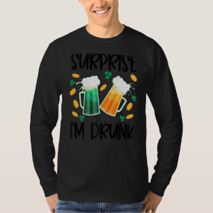 Camiseta Surpresa sou Bebado Dia de São Patrício Engraçado