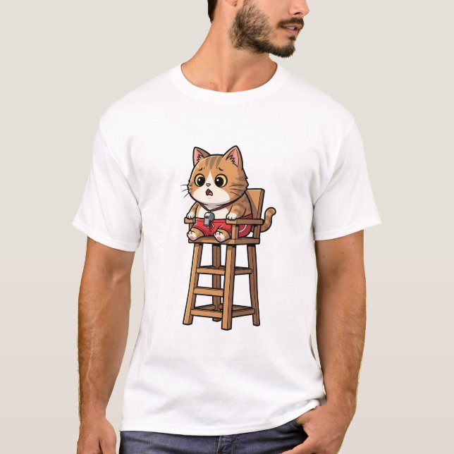 Camiseta Surprised Lifeguard Cat (Frente)