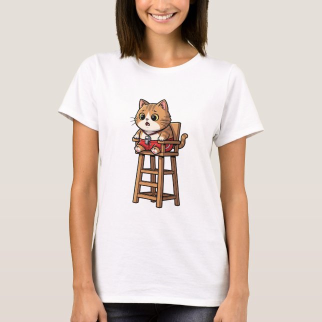 Camiseta Surprised Lifeguard Cat (Frente)