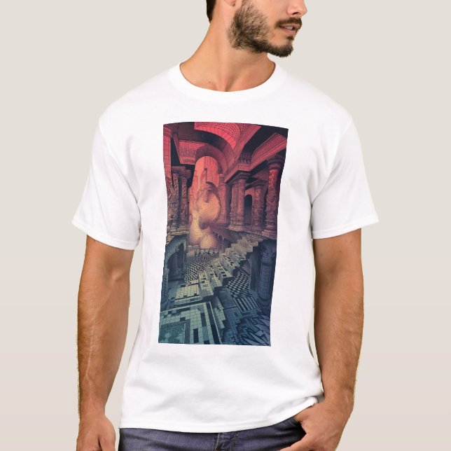 Camiseta Surreal de Arte-Quebra-cabeça - Jardim de (Frente)