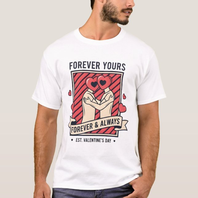 Camiseta Surreal "Forever Yours" Heart-Headed Couple (Frente)