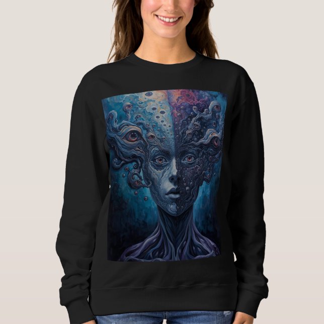 Camiseta Surreal Psicodélico Múltiplos Olhos Visão Dividida (Frente)