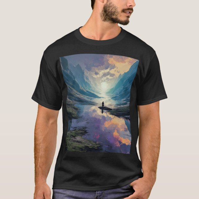 Camiseta Surreal Purple e Blue Meditation Dreamscape (Frente)