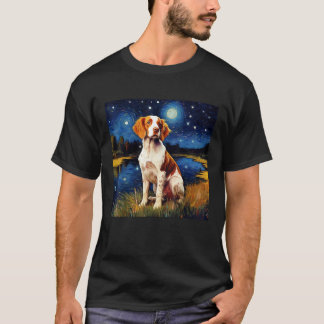 Camiseta Surreal Starry Night Brittany Spaniel Dog